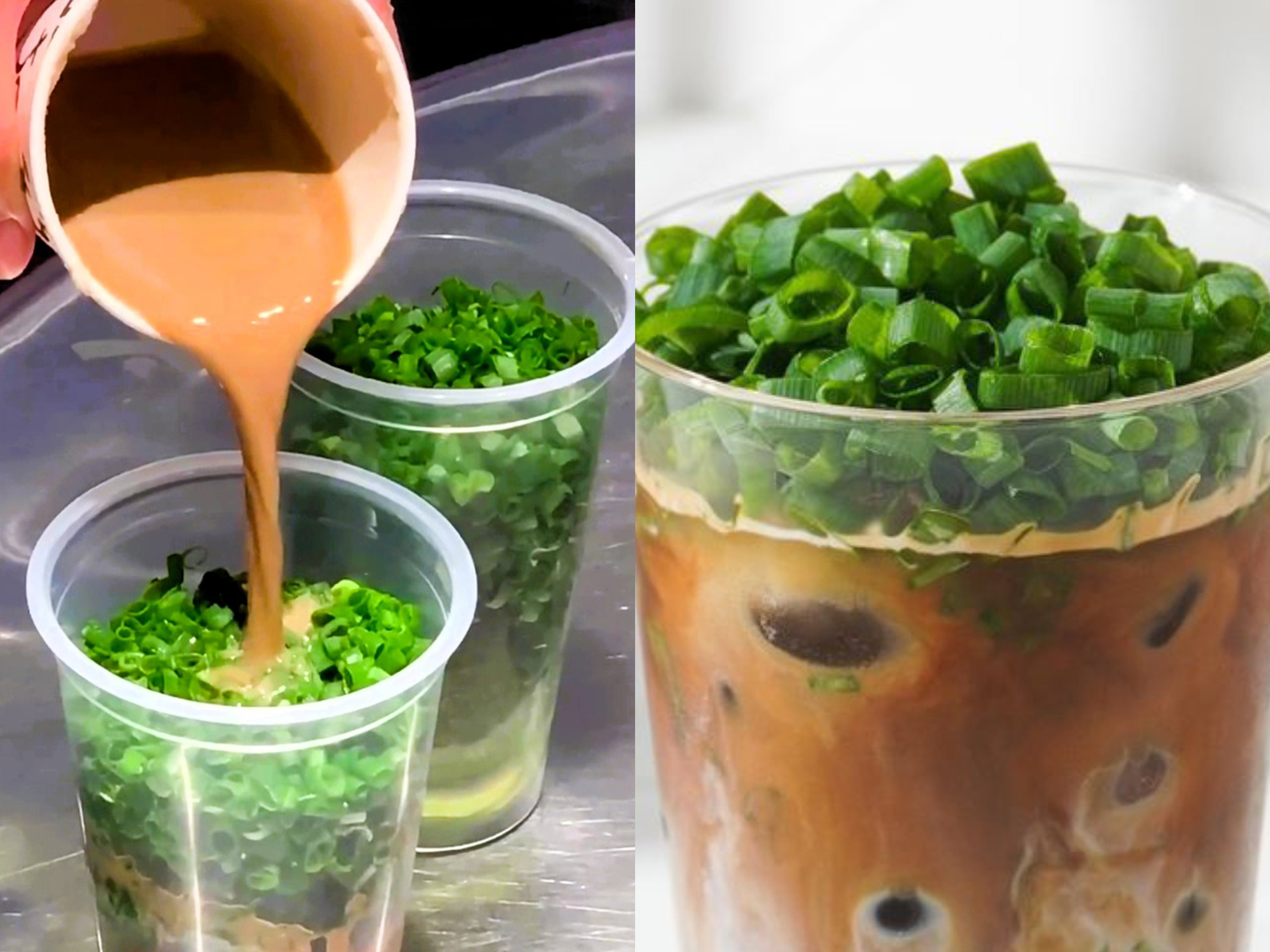 Латте с зелёным луком становится трендом в TikTok — Фото: MSNews/delicious Món latte hành lá trở thành xu hướng trên TikTok - Ảnh: MSNews/delicious