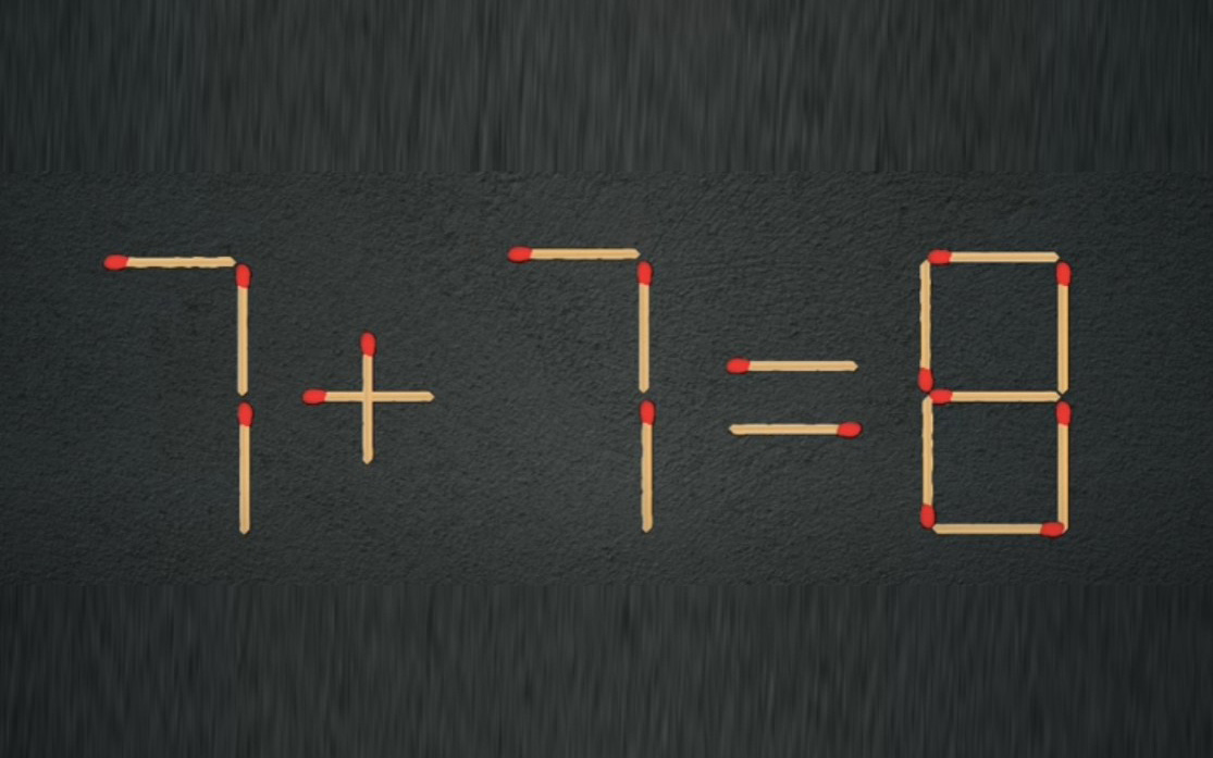 Thử tài IQ: Di chuyển một que diêm để 7+7=8 thành phép tính đúng