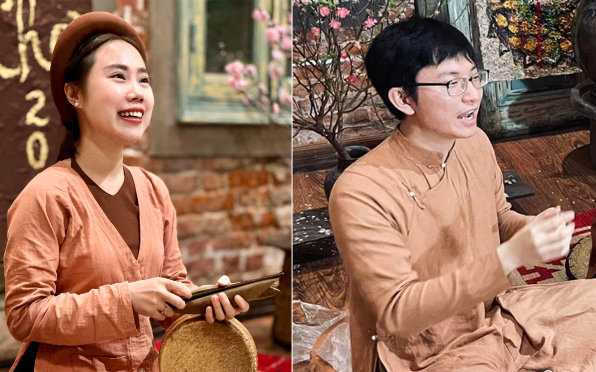 Evezés a mesterséges intelligencia korszakában: A „fiatalok hátat fordítanak a hagyományoknak” már nem jellemző - 2. kép. Đinh Thảo (trái) và Nguyễn Hoàng Hiệp