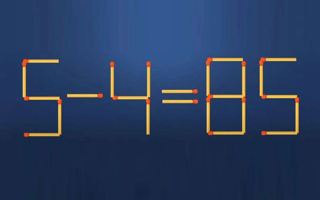 Thử tài IQ: Di chuyển một que diêm để 5-4=85 thành phép tính đúng