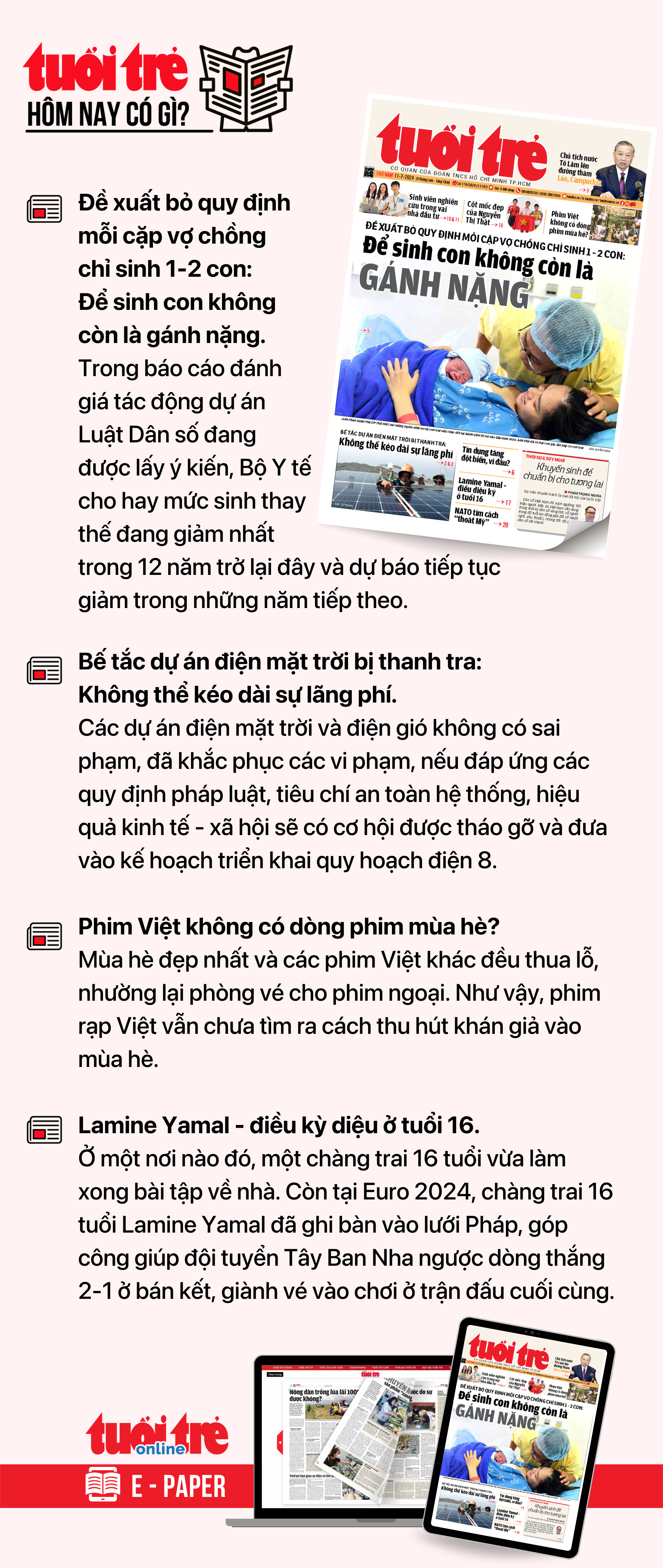 Tin tức chính trên Tuổi Trẻ nhật báo hôm nay 11-7. Để đọc Tuổi Trẻ báo in phiên bản E-paper, mời bạn đăng ký Tuổi Trẻ Sao TẠI ĐÂY