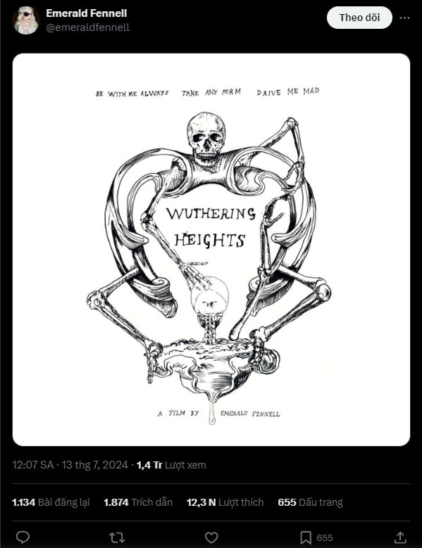 この記事では、エメラルド・フェネル監督による『嵐が丘』のXでのプロジェクトが次の引用とともに明らかにされている。 