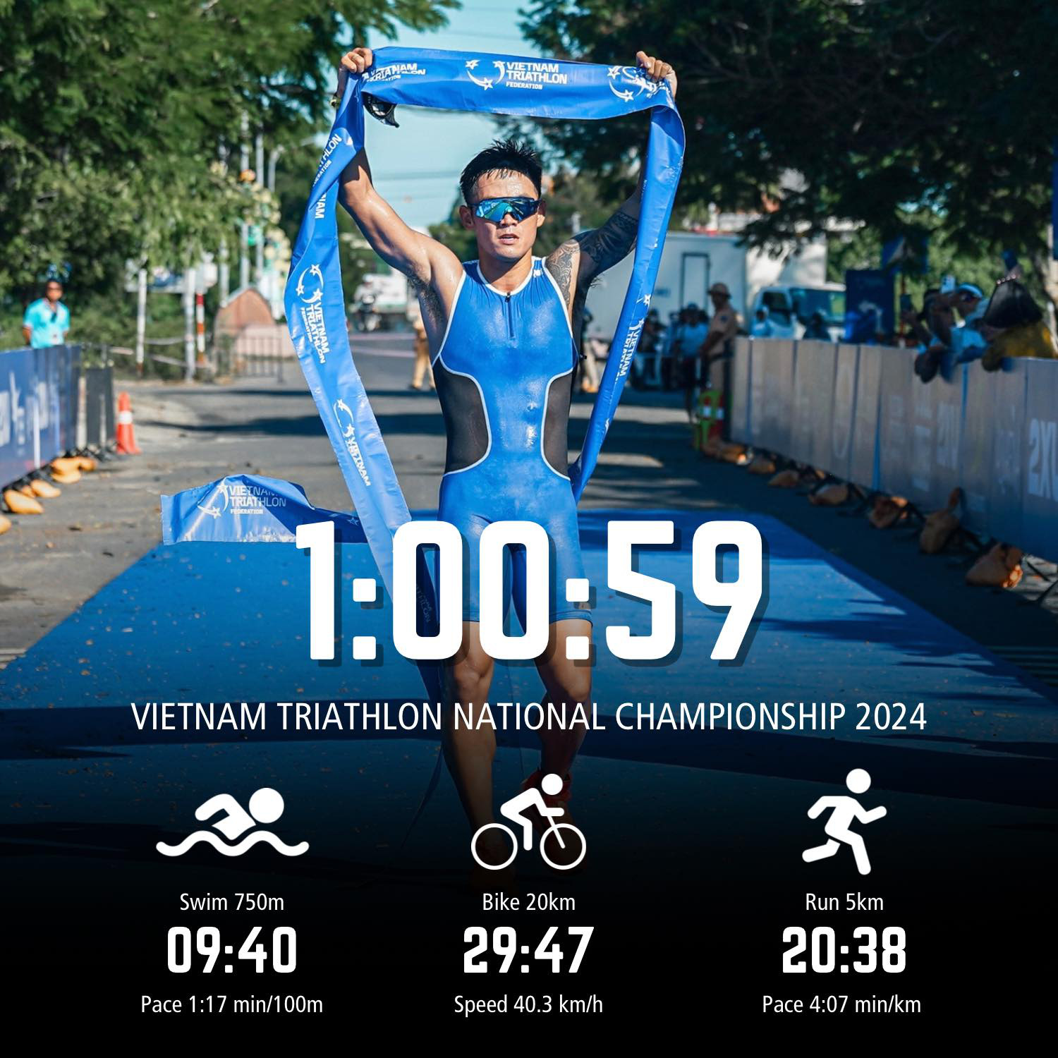 Lâm Quang Nhật phá sâu kỷ lục Triathlon quốc gia - Ảnh: FBNV