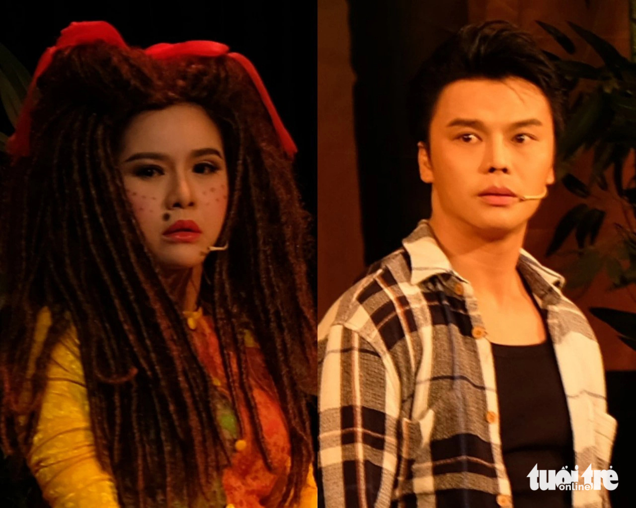 Bình Tinh (trái, vai Tứ Quý) và Võ Minh Lâm (vai Đùng) trong Ngày mai người ta lấy chồng - Ảnh: LINH ĐOAN