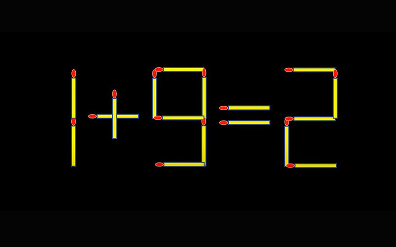 Thử tài IQ: Di chuyển một que diêm để 1+9=2 thành phép tính đúng