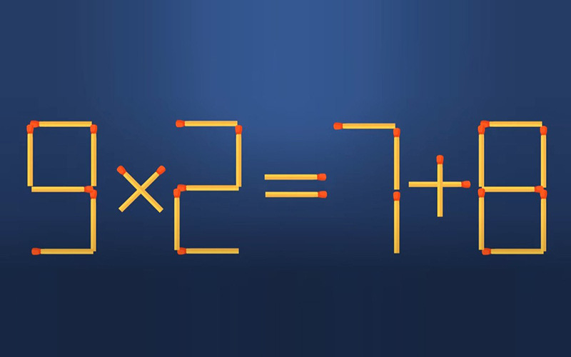 Thử tài IQ: Di chuyển một que diêm để 9x2=7+8 thành phép tính đúng