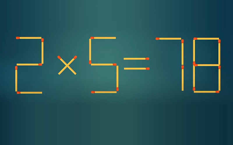 Thử tài IQ: Di chuyển một que diêm để 2x5=78 thành phép tính đúng