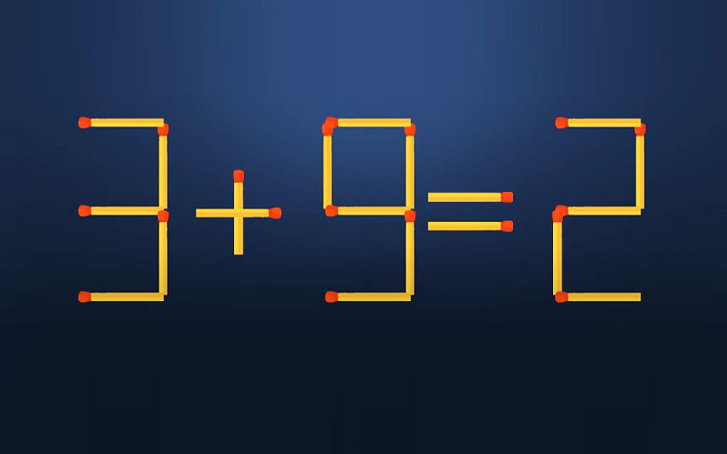 Thử tài IQ: Di chuyển một que diêm để 3+9=2 thành phép tính đúng