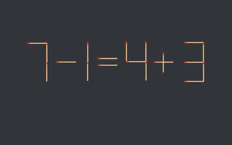 Thử tài IQ: Di chuyển một que diêm để 7-1=4+3 thành phép tính đúng