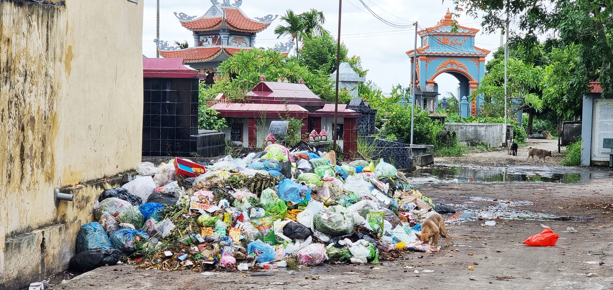 Hàng tấn rác thải ùn ứ tại trung tâm huyện Tiên Lãng- Ảnh 2.