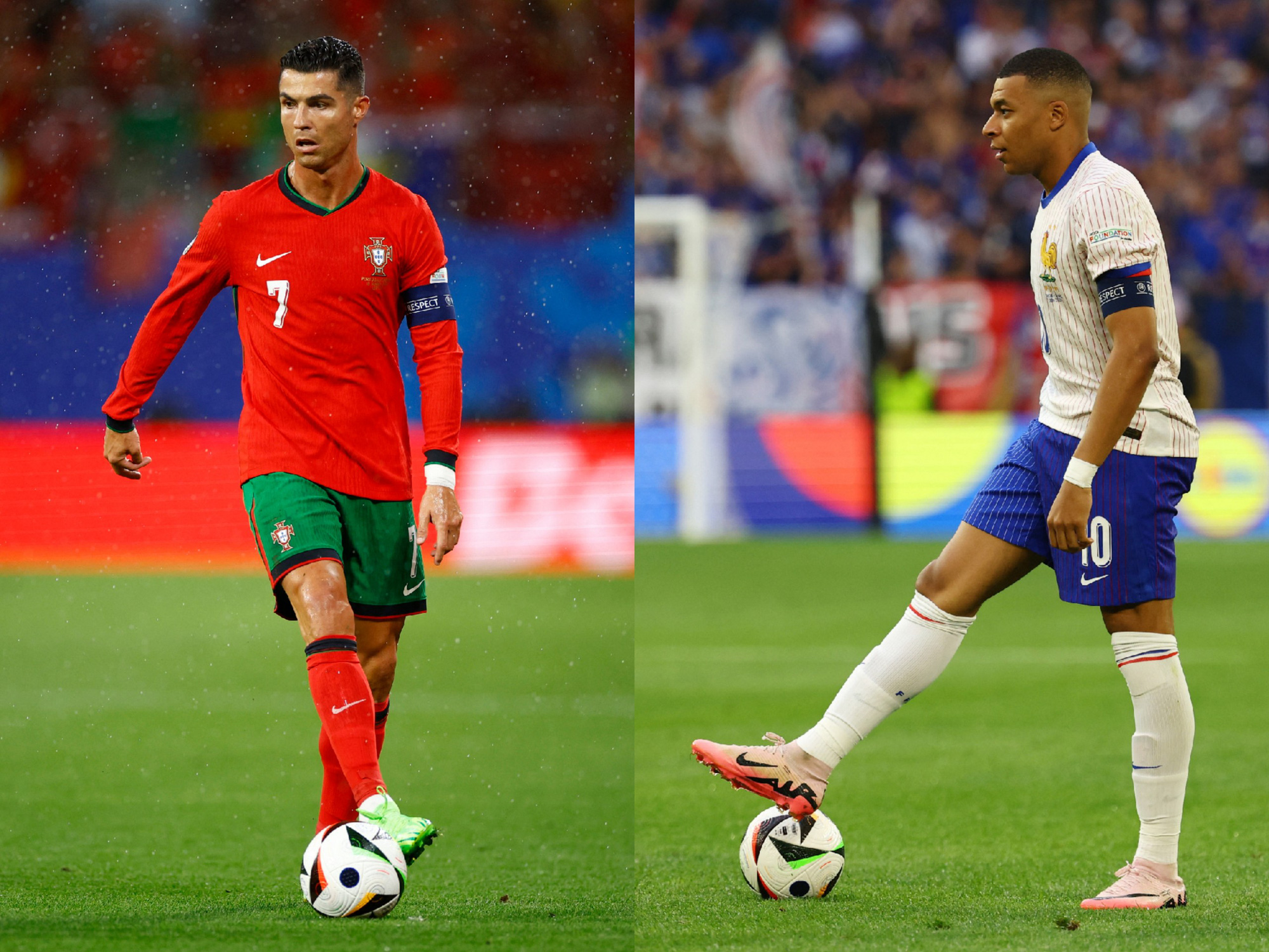 Cristiano Ronaldo và Kylian Mbappe chưa mang lại hiệu quả trong khâu ghi bàn tại Euro 2024 - Ảnh: GETTY