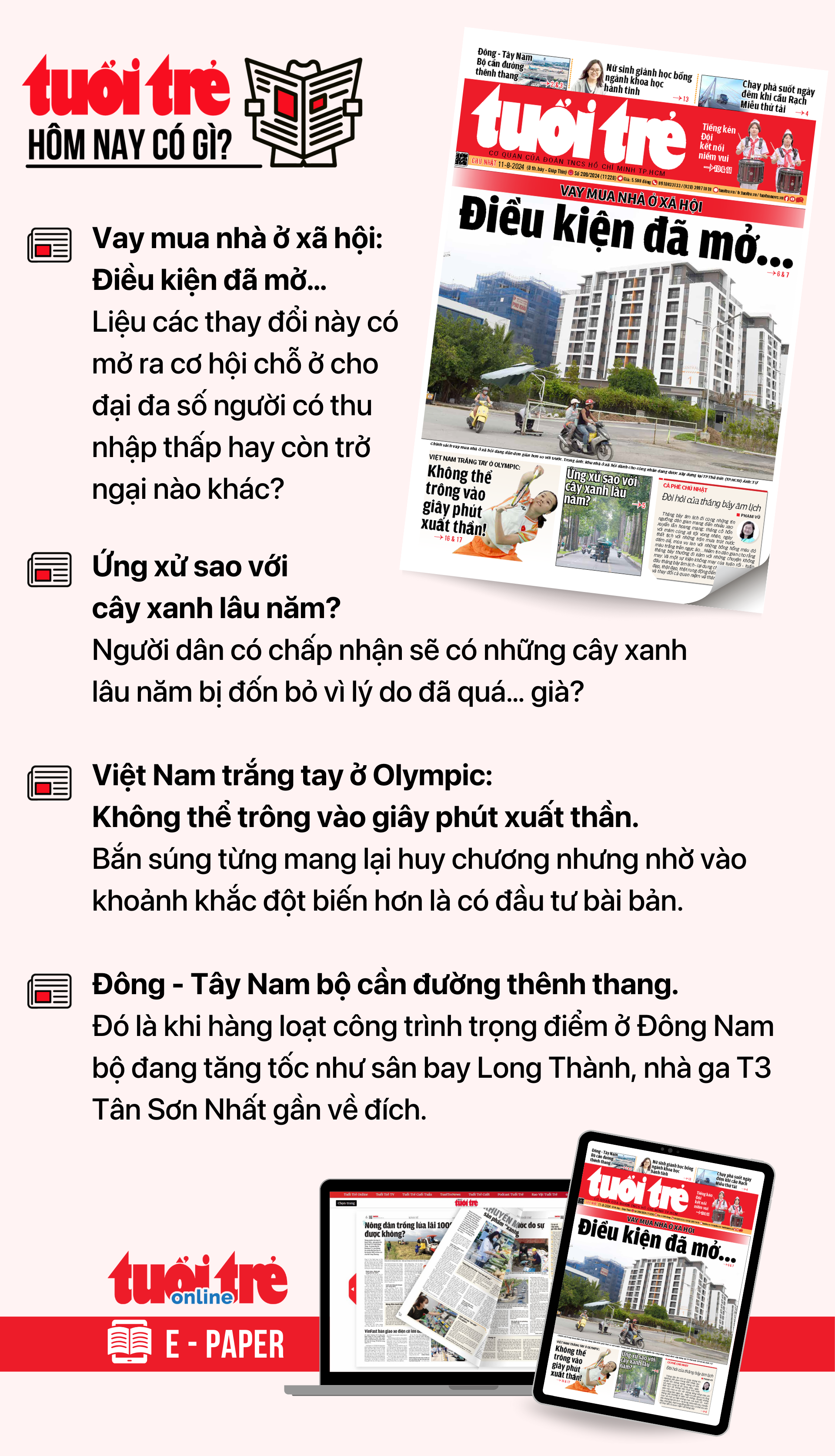 Tin tức chính trên Tuổi Trẻ nhật báo hôm nay 11-8. Để đọc Tuổi Trẻ báo in phiên bản E-paper, mời bạn đăng ký Tuổi Trẻ Sao TẠI ĐÂY