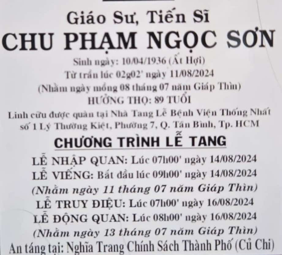 Giáo sư Chu Phạm Ngọc Sơn qua đời- Ảnh 4.