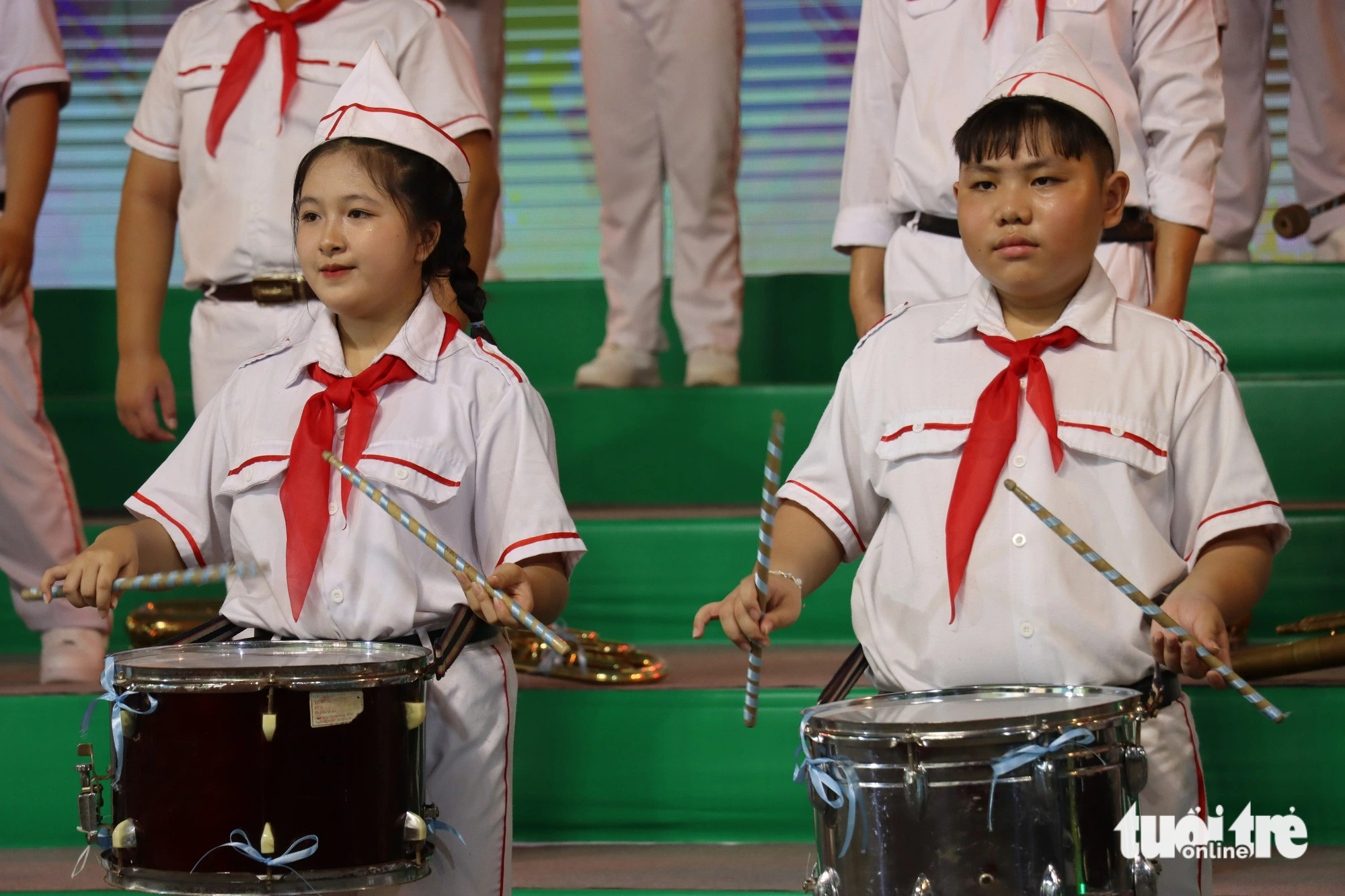 Phần biểu diễn của đội đến từ Nhà Thiếu nhi huyện Bình Chánh (TP.HCM) - Ảnh: Q.HUY