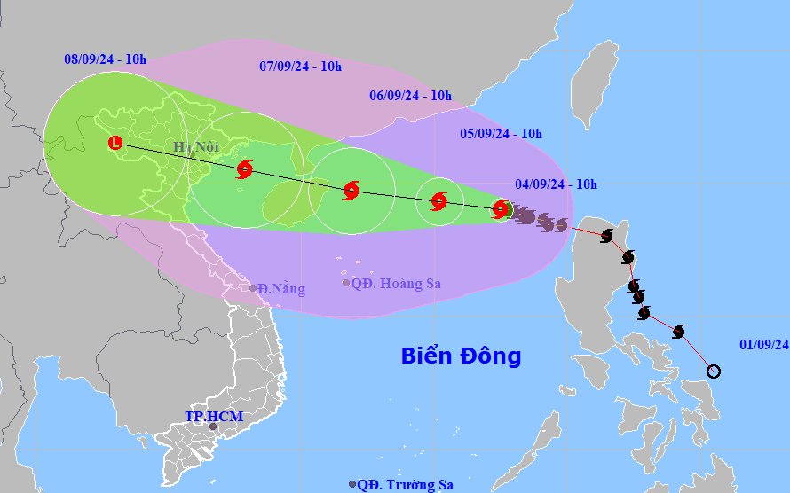Thời tiết hôm nay 5-9: Bão số 3 chưa ảnh hưởng Bắc Bộ; Nam Bộ mưa rào đến mưa to - Ảnh 2.