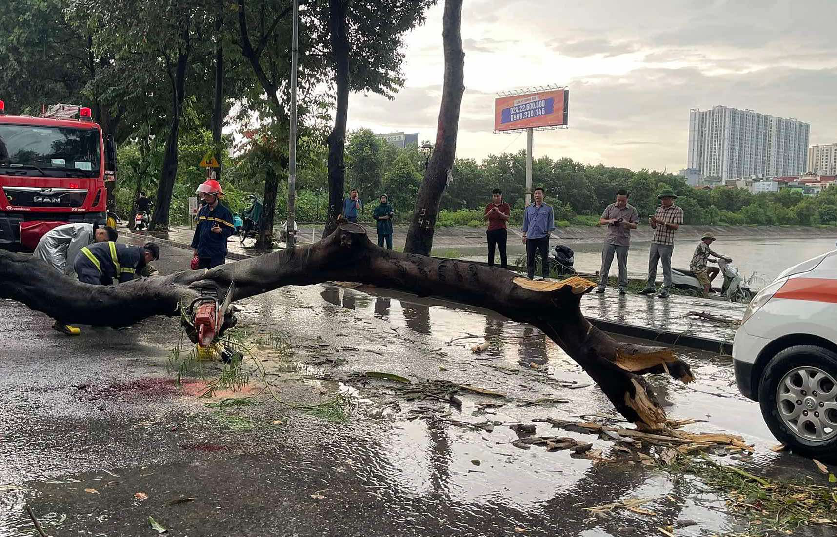 Giao thông Hà Nội hỗn loạn sau mưa lớn, cây xanh ngã đè làm 1 người chết - Ảnh 10.