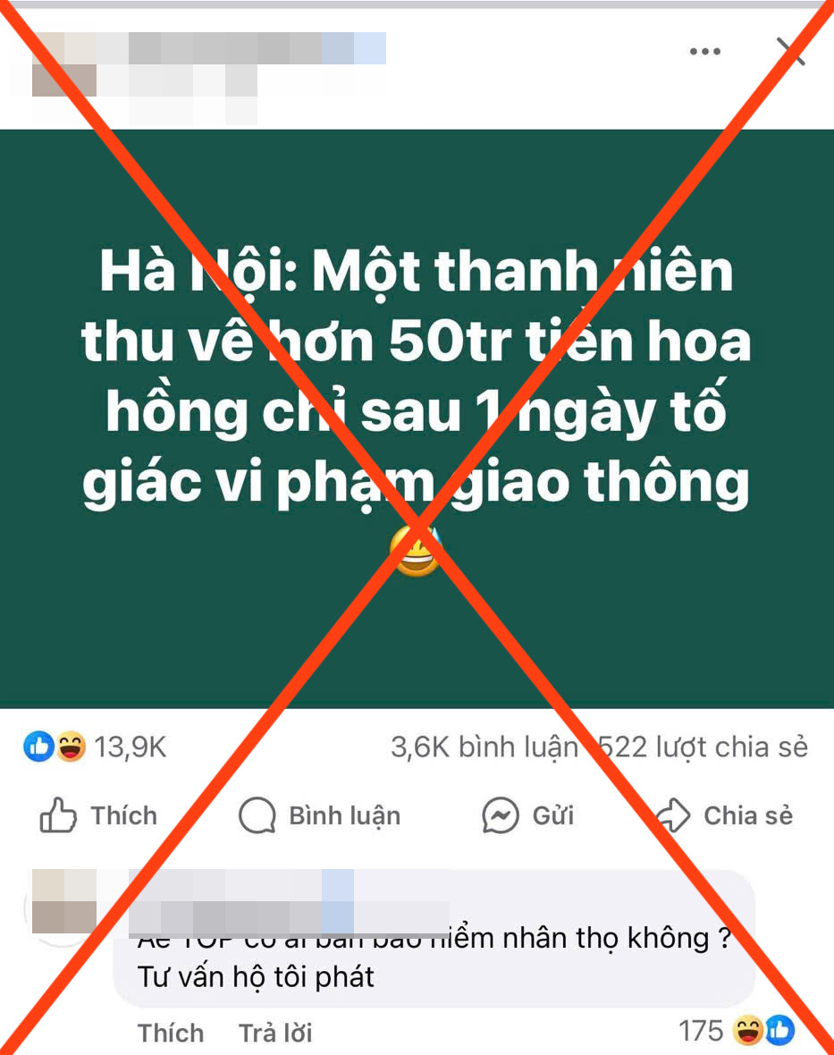 Thông tin 'thanh niên thu hơn 50 triệu đồng sau 1 ngày tố giác vi phạm giao thông' là xuyên tạc - Ảnh 1.