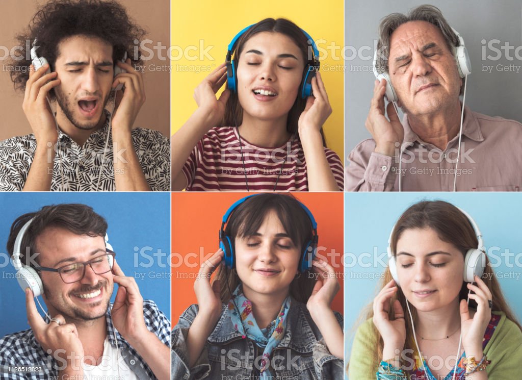 People listening to the music with headphone People listening to the music with headphone listen to music stock pictures, royalty-free photos & images