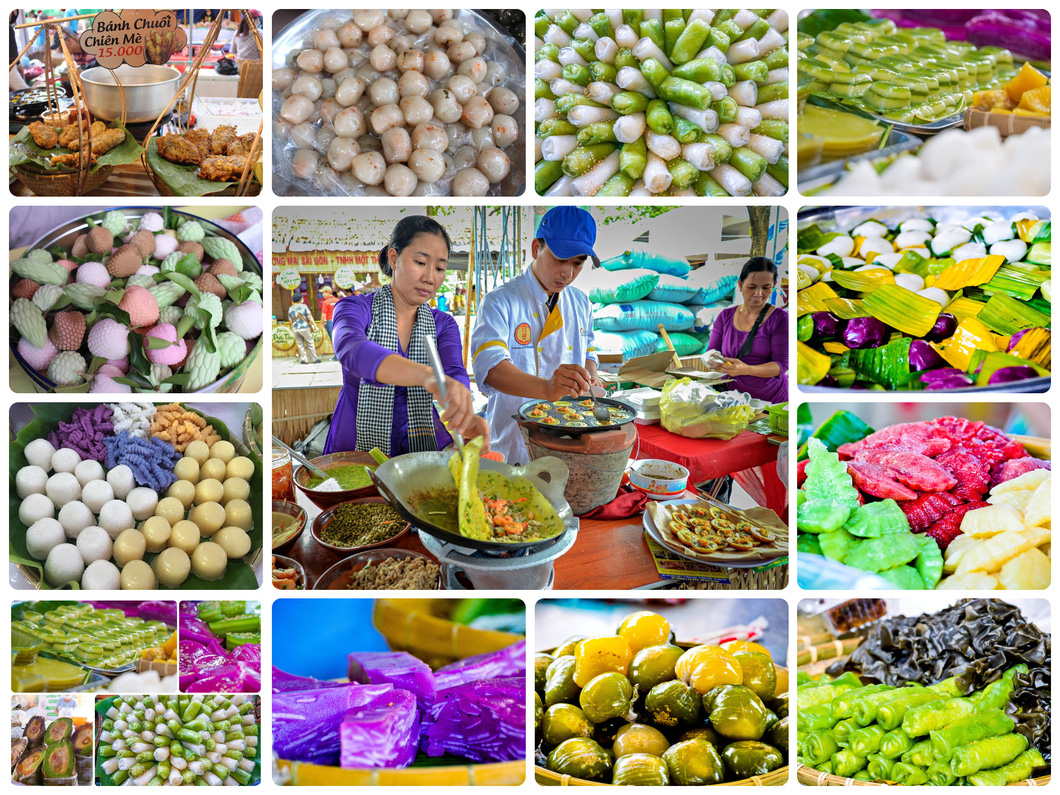 Bánh dân gian Cần Thơ làm từ gạo, nếp, khoai, củ với hàng trăm loại như: bánh tằm bì, bánh ướt, bánh in, bánh còng, bánh bột nếp, bánh gói, bánh hẹ, bánh da lợn, bánh bột rán, bánh ít nước tro, bánh lá mít, bánh lá mơ… - Ảnh: VietKings cung cấp