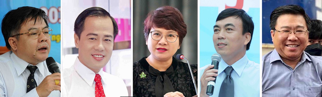 Sáng nay (16-4): Tư vấn tuyển sinh đặc biệt cho phụ huynh - Ảnh 1. Từ trái qua: PGS.TS Huỳnh Thanh Hùng, GS.TS Huỳnh Văn Sơn, PGS.TS Nguyễn Thu Thủy, TS Phạm Tấn Hạ, PGS.TS Nguyễn Khắc Quốc Bảo