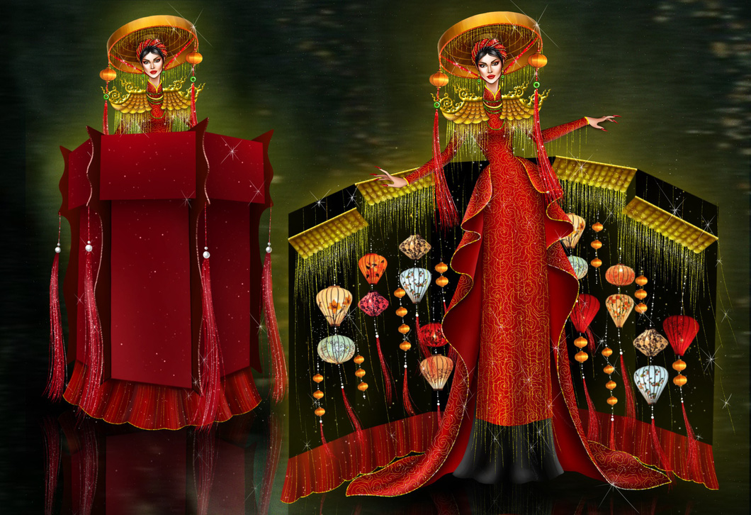 Thi trang phục dân tộc Miss Grand Vietnam: có cả ý tưởng người mẫu phải đi... cà kheo - Ảnh 6.