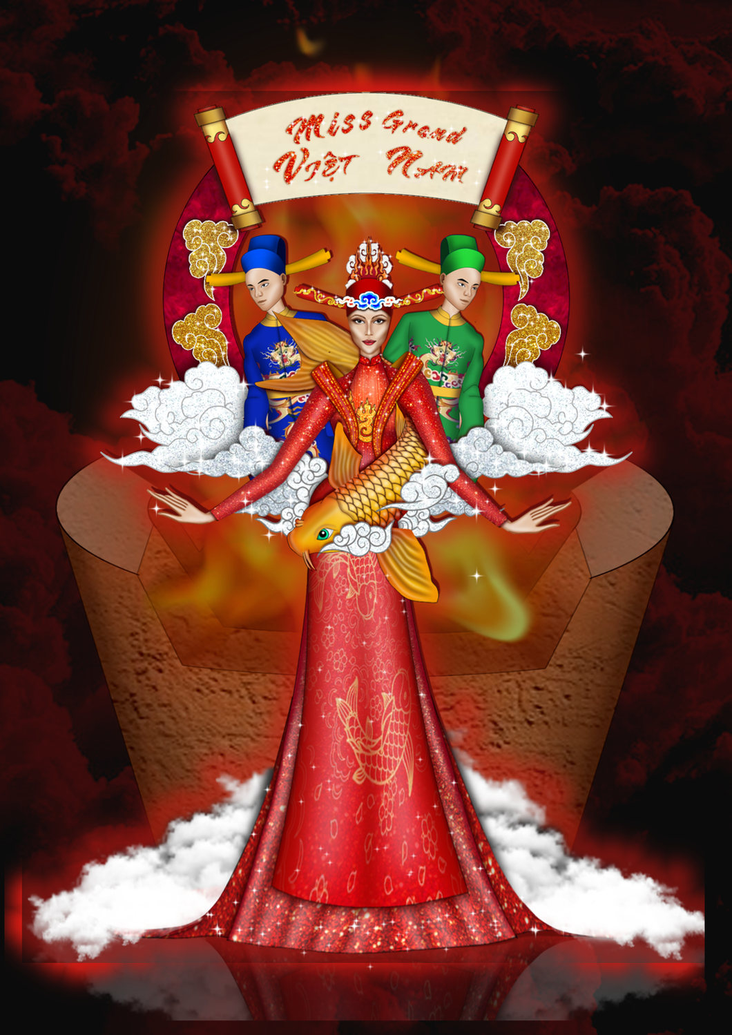 Thi trang phục dân tộc Miss Grand Vietnam: có cả ý tưởng người mẫu phải đi... cà kheo - Ảnh 5.