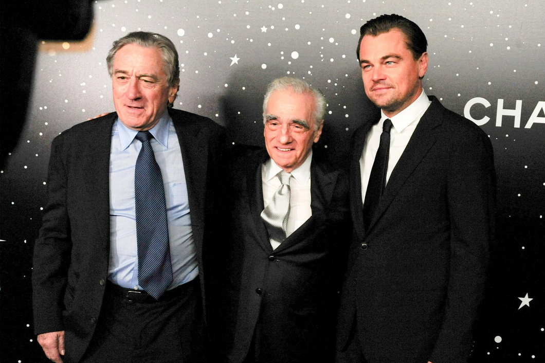 Martin Scorsese bên cạnh hai "chàng thơ" Robert De Niro và Leonardo DiCaprio - Ảnh: GETTY IMAGES