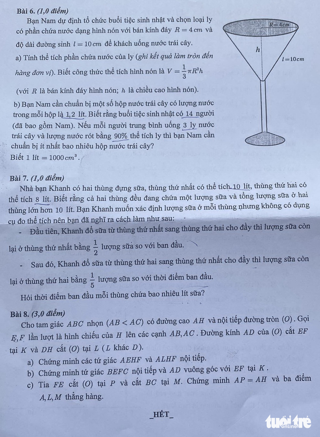 Đề toán kỳ thi lớp 10 TP.HCM - Ảnh 2. Đề toán kỳ thi lớp 10 TP.HCM - Ảnh: NGỌC PHƯỢNG