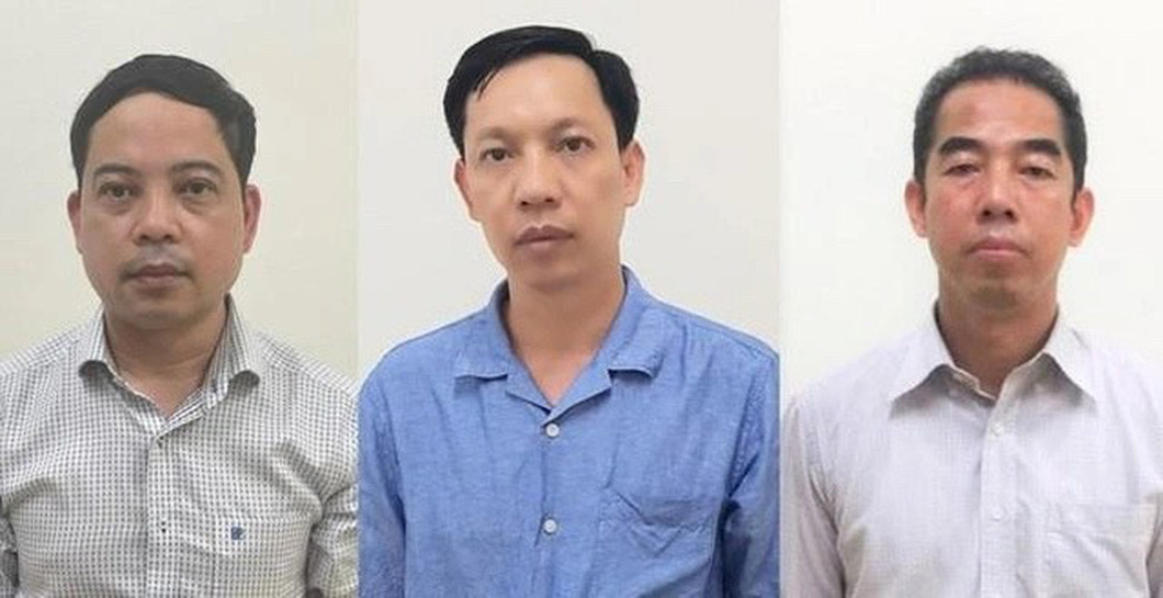 Các bị cáo (từ trái qua): Phạm Trung Kiên, Vũ Anh Tuấn, Tô Anh Dũng - Ảnh: Công an cung cấp