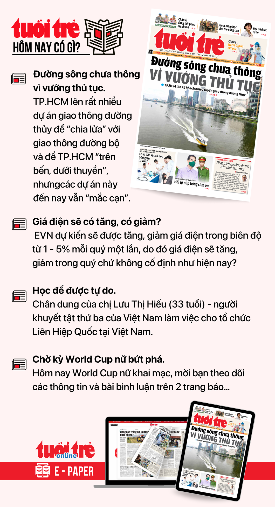 Tin tức chính trên Tuổi Trẻ nhật báo hôm nay 20-7. Để đọc Tuổi Trẻ báo in phiên bản E-paper, mời bạn đăng ký Tuổi Trẻ Sao TẠI ĐÂY