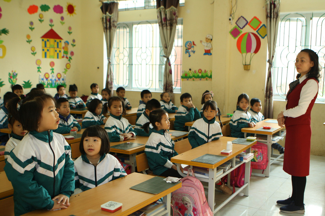 Học sinh lớp 1, Trường tiểu học Bích Sơn, tỉnh Bắc Giang - Ảnh: Vĩnh Hà