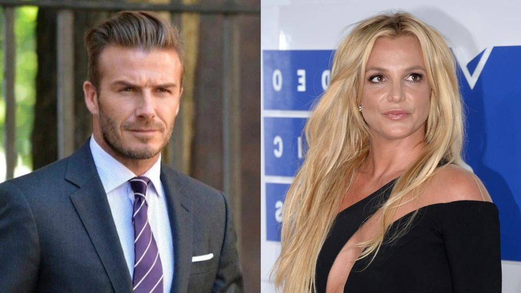 David Beckham (bên trái) và ca sĩ Britney Spears - Ảnh: GETTY IMAGES
