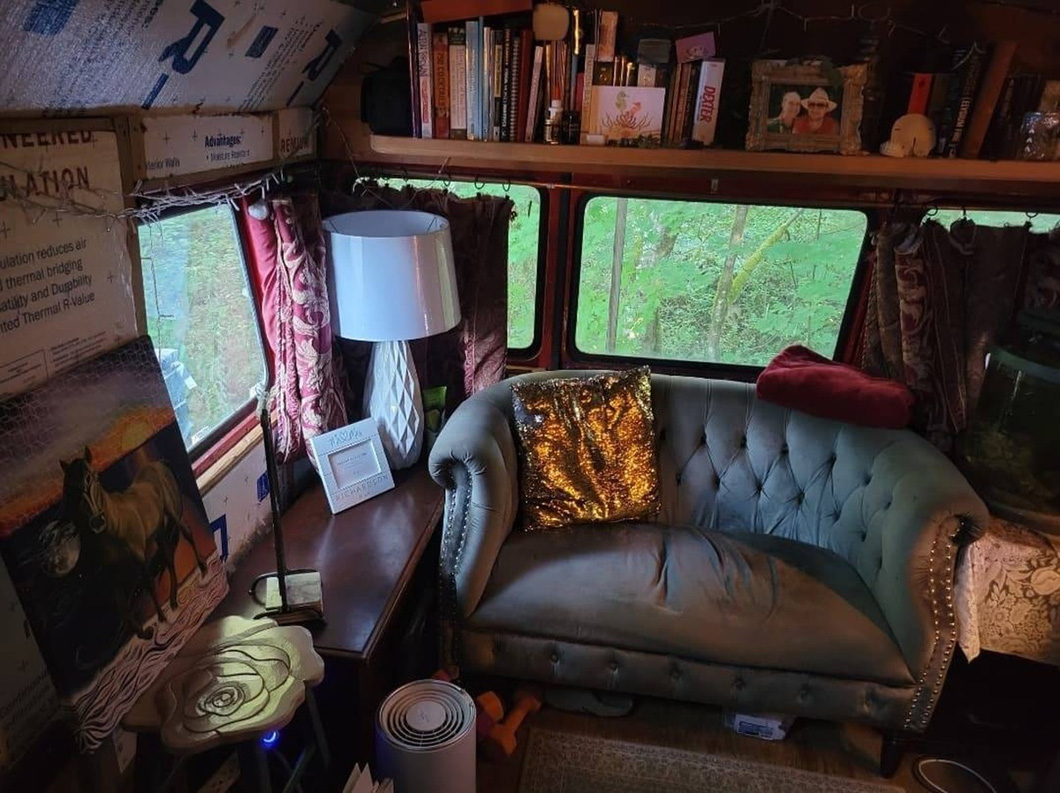 Living room with light windows, classic sofa - Photo: Craigslist