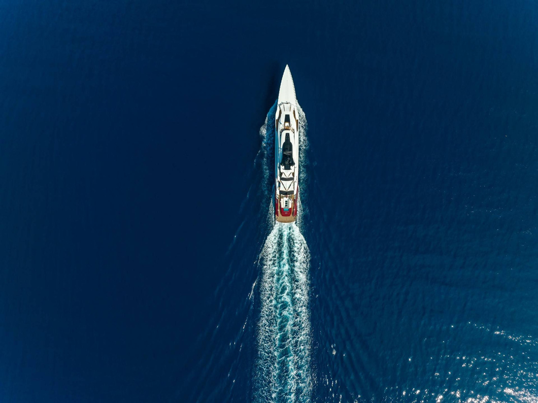 Viewed from above, the superyacht looks like a giant bullet.  That's why Leona 