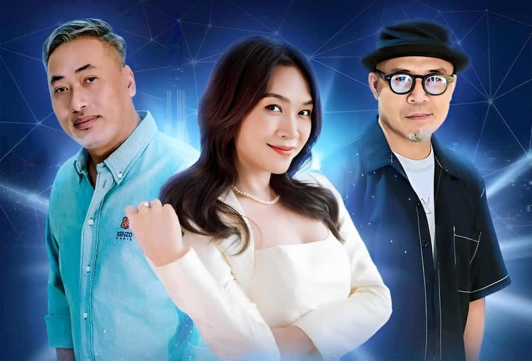 Bộ ba ban giám khảo "Vietnam Idol 2023" từ trái qua Nguyễn Quang Dũng, Mỹ Tâm, Huy Tuấn - Ảnh: BTC