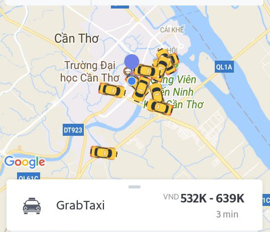 GrabTaxi vẫn hoạt động ở Cần Thơ dù chưa được cấp phép - Ảnh 1.