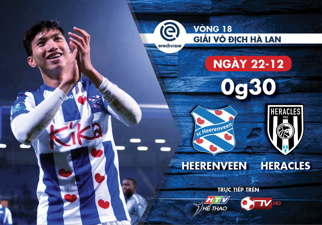 Lịch truyền hình Văn Hậu và CLB Heerenveen ở Giải vô địch quốc gia Hà Lan - Ảnh 1.