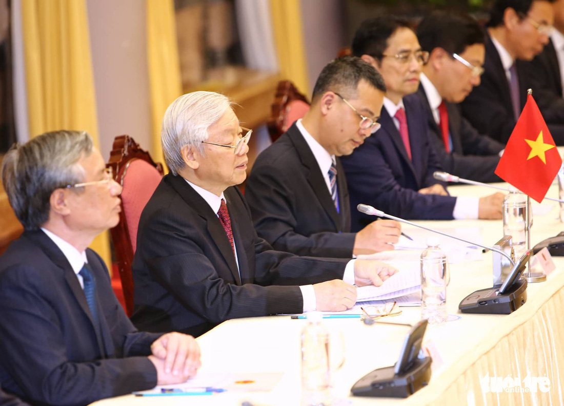 Tổng bí thư, Chủ tịch nước Nguyễn Phú Trọng hội đàm với Chủ tịch Kim Jong Un - Ảnh 4.