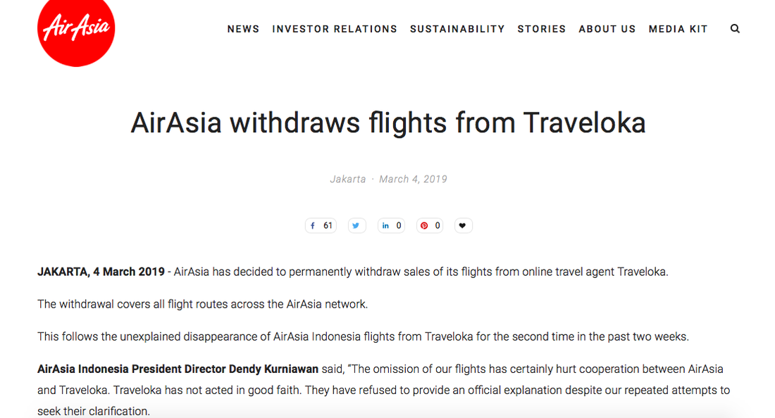 AirAsia ngưng hợp tác với kênh du lịch trực tuyến Traveloka - Ảnh 1.