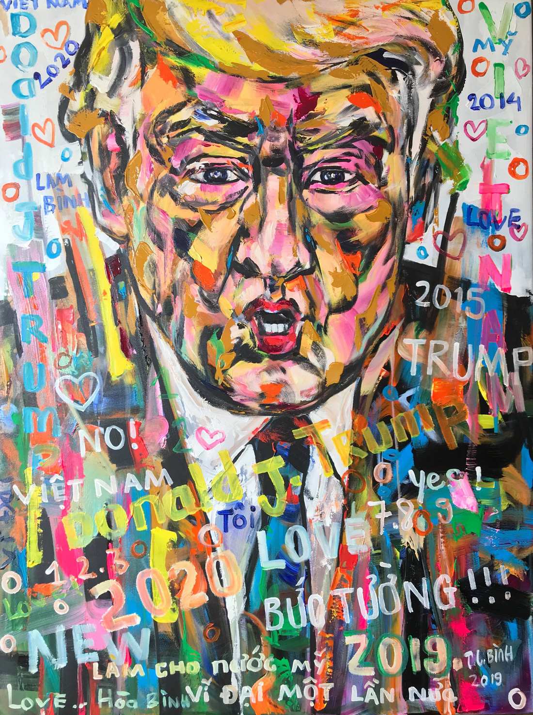 5 năm miệt mài vẽ Donald Trump, họa sĩ Việt được mời triển lãm tại Ý - Ảnh 1.