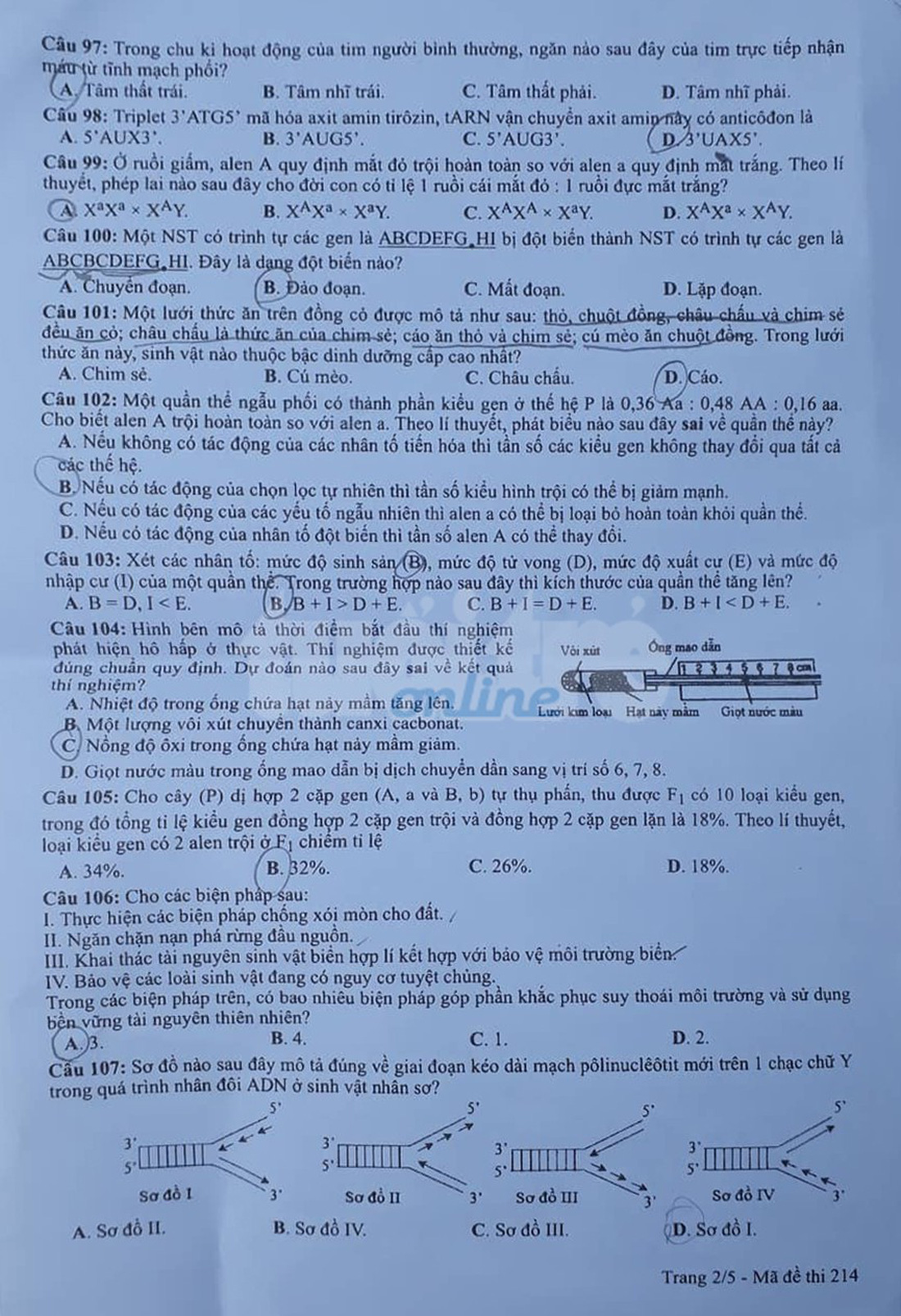 Đáp án môn sinh thi THPT quốc gia 2019 - Ảnh 11.