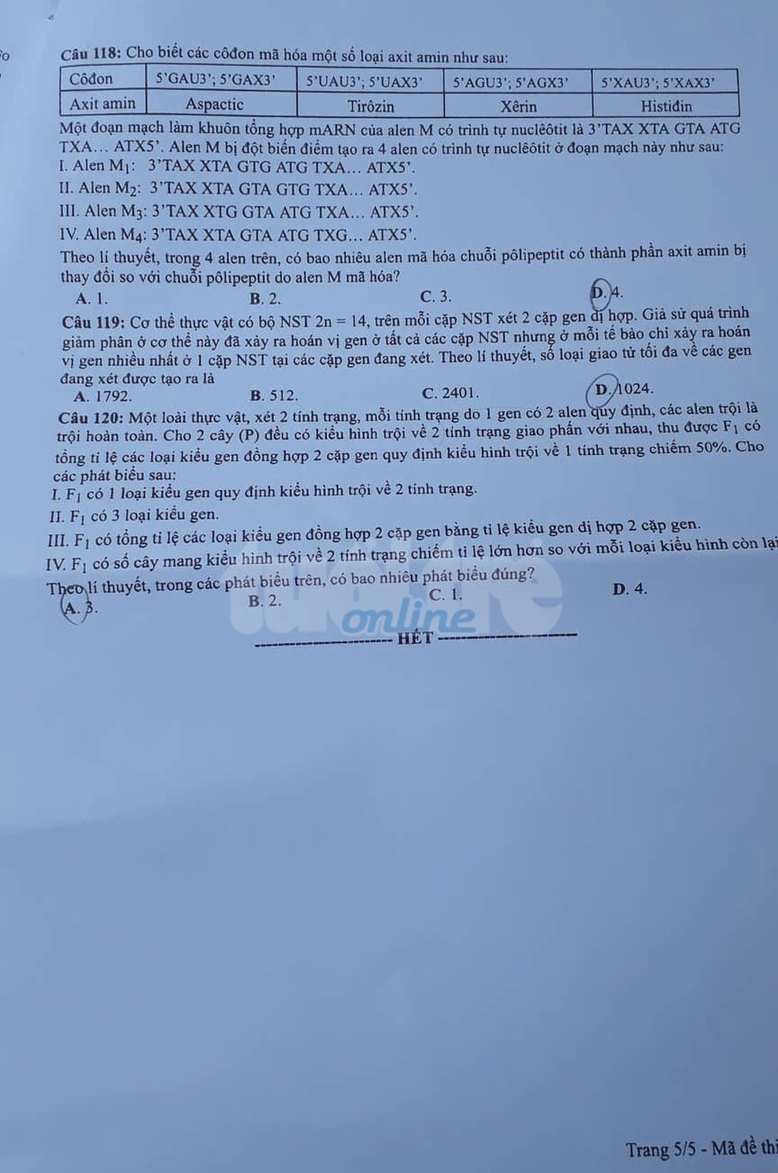 Đáp án môn sinh thi THPT quốc gia 2019 - Ảnh 14.