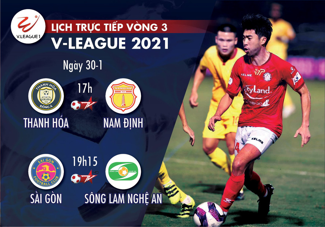 Lịch trực tiếp vòng 3 V-League 2021: Thanh Hóa - Nam Định, Sài Gòn - SLNA - Ảnh 1.