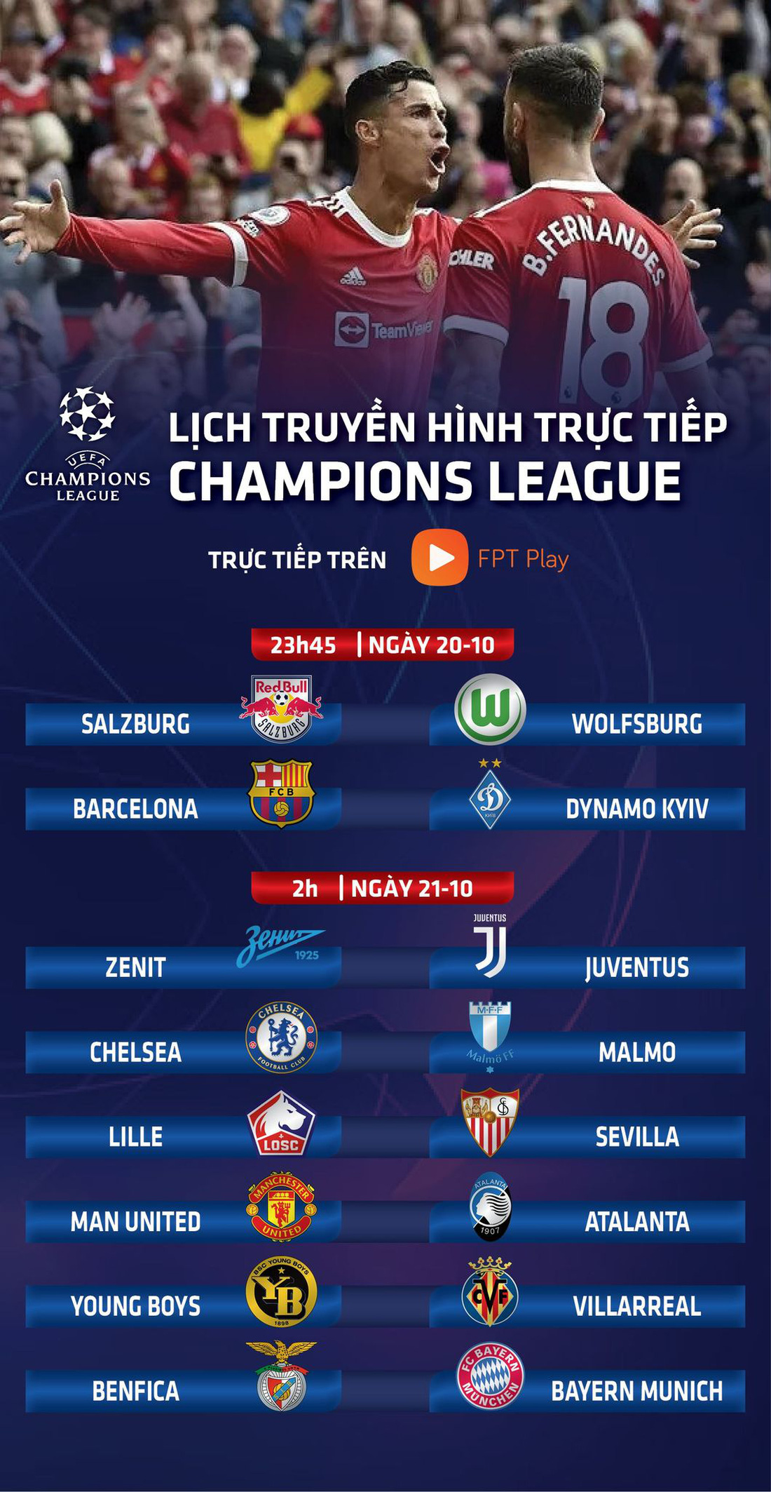 Lịch trực tiếp Champions League: Tâm điểm Man United - Atalanta - Ảnh 1.