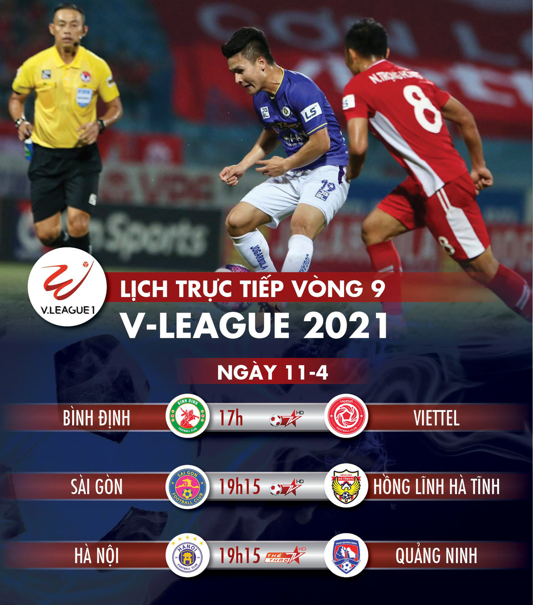 Lịch trực tiếp vòng 9 V-League: Quảng Ninh làm khách đến sân Hà Nội - Ảnh 1.