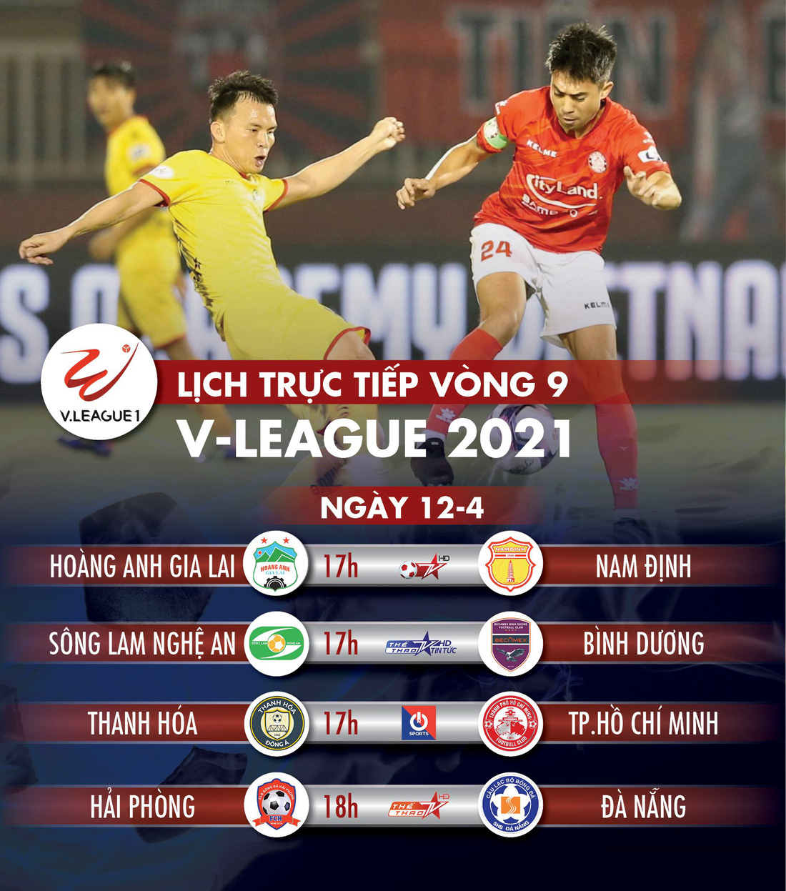 Lịch trực tiếp vòng 9 V-League: Hoàng Anh Gia Lai gặp Nam Định - Ảnh 1.