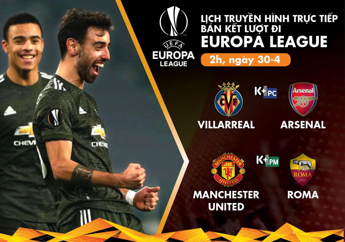 Lịch trực tiếp bán kết Europa League: Villarreal - Arsenal, Man United - Roma - Ảnh 1.
