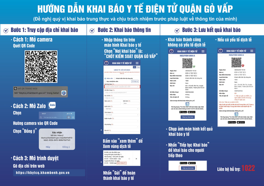 Hướng dẫn khai báo y tế điện tử cho người dân ra, vào quận Gò Vấp - Ảnh 1.