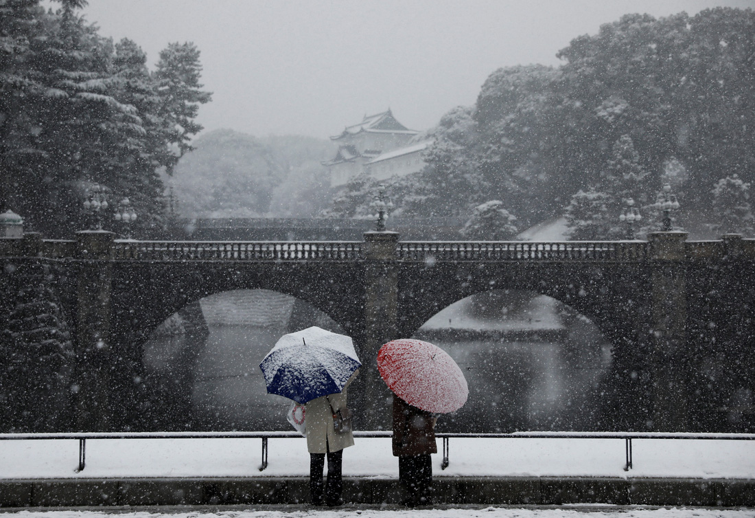 Tuyết rơi bất thường phủ trắng thủ đô Tokyo, tàu xe trễ nải nhưng dân thích - Ảnh 5.