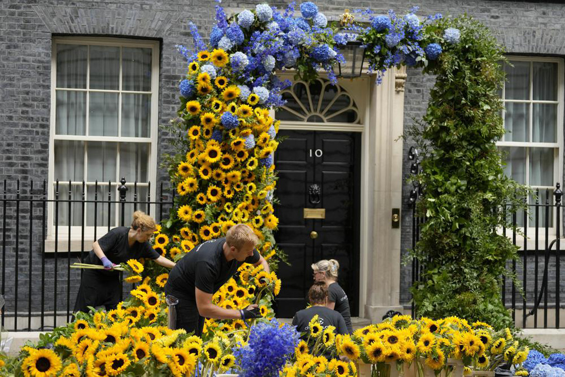 Phủ thủ tướng Anh dựng cổng hoa hướng dương để ủng hộ Ukraine - Ảnh 5.